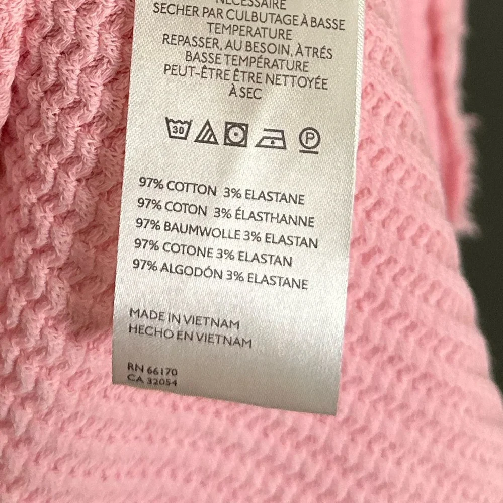 We the Free Thermal Oversized Collared Top Travis Waffle Polo Size Small Pink - Picture 5 of 7